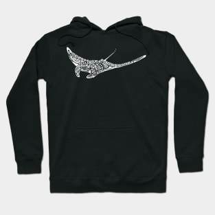 Manta ray tattoo white turquoise background Hoodie